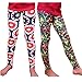 Syleia Girls' Flower & Color Splash Print Leggings, Full-Length High Waist, Pack of 2 (Large)