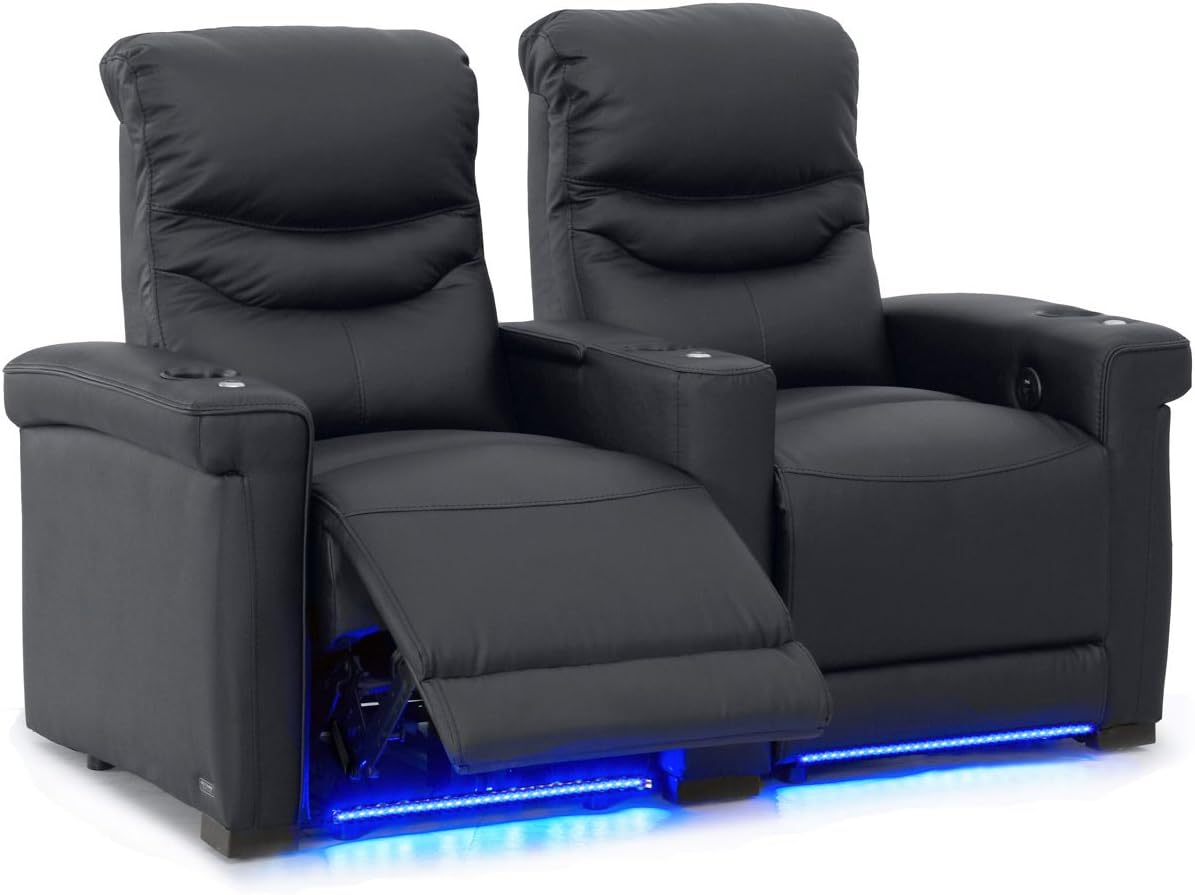 Octane Challenger XS700 Row of 2 Seats, Straight Row in Black Leather with Power Recline