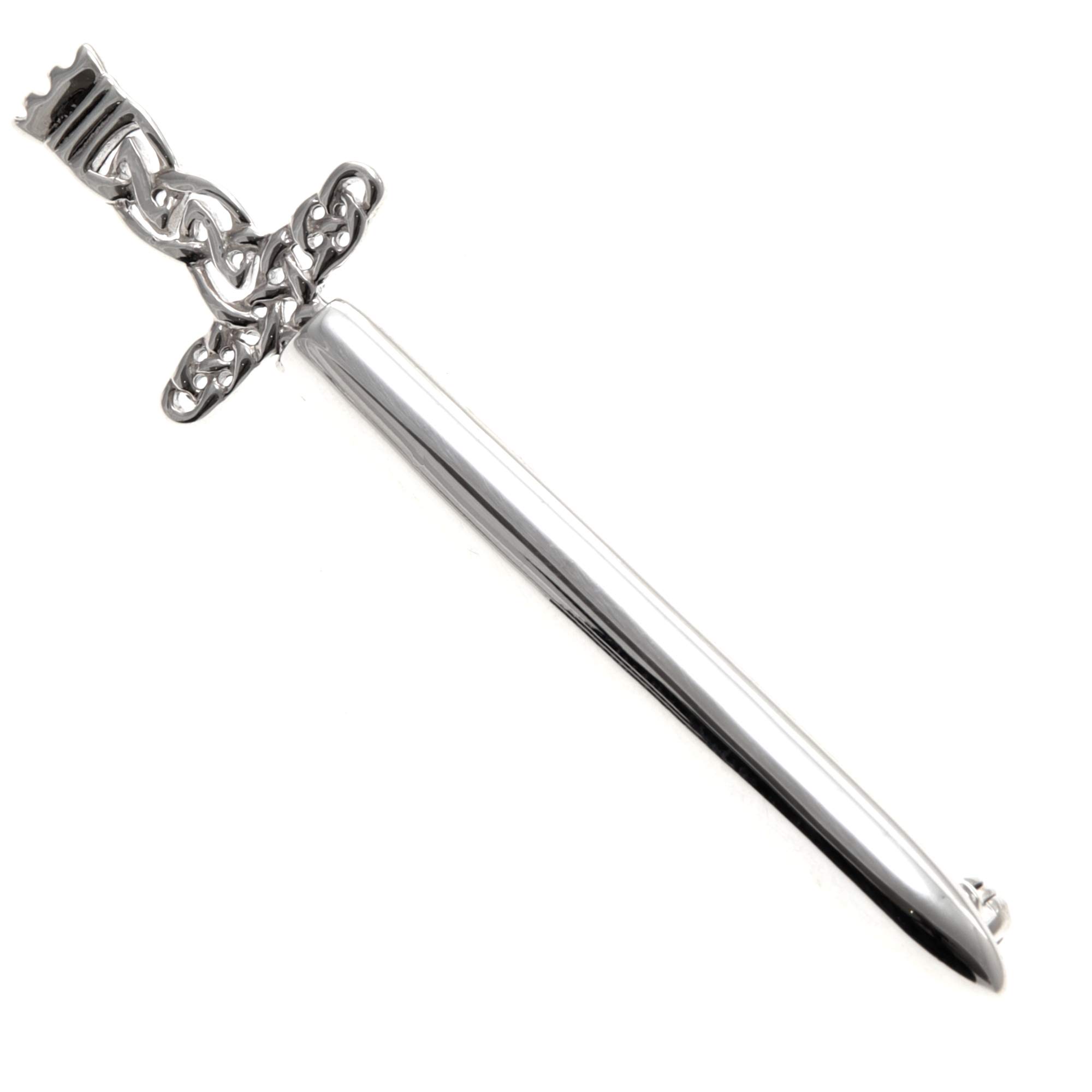 Alexander Castle 925 Sterling Silver Scottish Celtic Kilt Pin Brooch with Removable Sword for Men & Women - Kilt Accessory with Jewellery Gift Box - 62mm