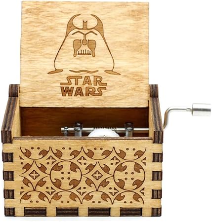 Mini caja de música de madera con manivela para mujer, diseño de la Bella y la