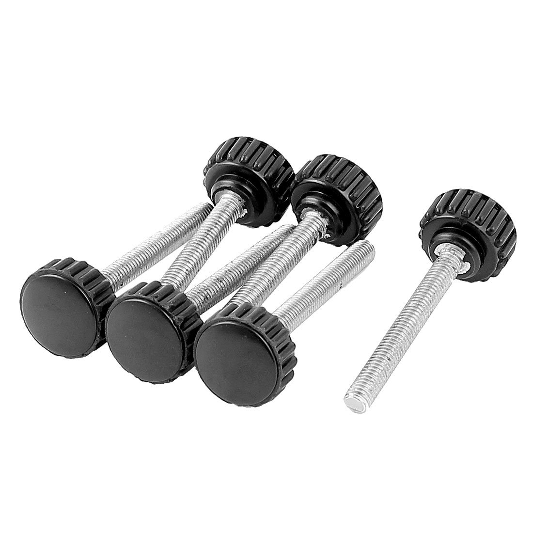 Sourcingmap 6pcs M5 x 40mm Thread Knurled Round Head Clamping Screw Knob Black