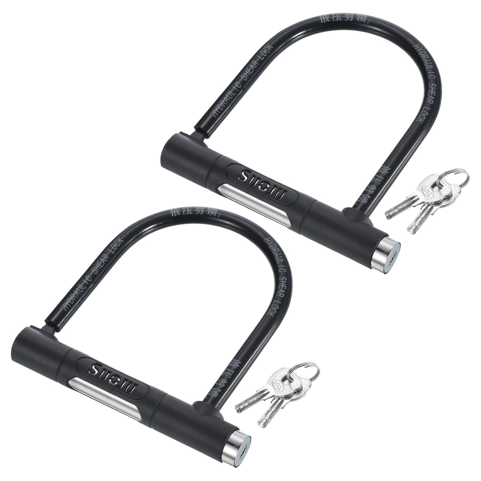 PATIKIL Bike U Lock with 2 Keys, 2 Pack Anti Theft Bicycle Lock, 13mm Zinc Alloy High Security Lock for Bikes Scooters Motorcycle Wheel, Black