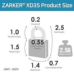 Zarker Combination Lock, 3-Digit Padlock for School