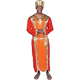 Fun Express King Costume for Men - Red Wise Men Biblical Costume with Royal Robe, Sash & Crown | Three Kings Nativity Costumes for Adults - Christmas Pageant & Church Play Performance Outfit