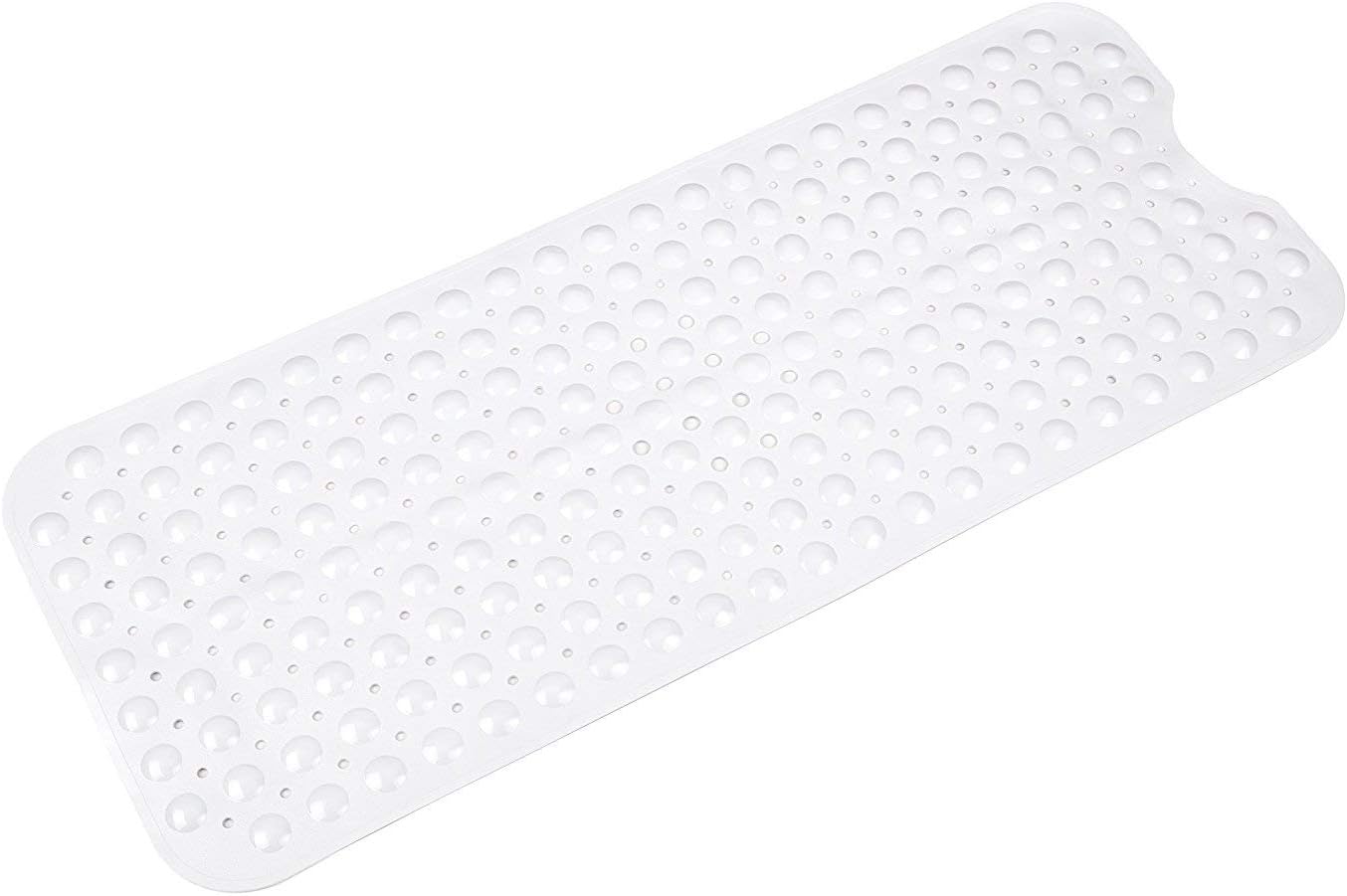 ELOKI Extra Long Bath Mat, 100 * 40cm Non-Slip Bathtub Mat, Environmental TPR Rubber Anti-Bacterial Shower Tub Mat with Suction Cup (White) …