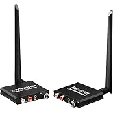 YEUGICEO 5.8GHz Wireless RCA Audio Transmitter Receiver for TV | 164Ft,9ms Latency, Volume Contral Knob, Used for TV Pojector to Activer Speaker Soundbar AMP
