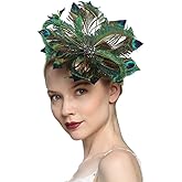 VIMARO Peacock Fascinator Hat, Peacock Fascinators Hats for Women Tea Party Green Fascinators for Women