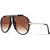 GUVIVI Oversized Aviator Sunglasses for Women Men 2026 70s Retro Gold Metal Sun Glasses Tangle Free Square Aviators
