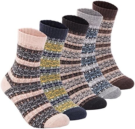 Yannik Men's Warm Soft Comfort Crew Winter Wool Socks (Pack of 5)