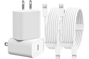 QUZUDN iPhone Charger [MFi Certified] 2 Pack 20W USB C Fast Wall Charger Adapter with 6 FT USB-C to C Cable and USB-C to Lightning Cable for iPhone 15 14 13 12 11 Pro Max XR XS, iPad, Galaxy, AirPods