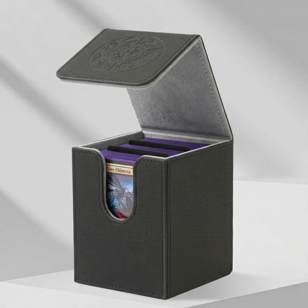 Card deck box with 2 Divider Fits 100+ Single Sleeved Cards, mtg commander deck box Organizer for Yugioh CCG TCG Sports