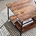AMOAK Industrial Coffee Table with Storage Shelf, Vintage Wooden Board with Stable Metal Frame, Wood Look Furniture with Rustic Coffee Table for Living Room, Retro Brown