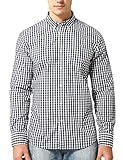 Bentibo Mens Black Gingham Long Sleeve Casual Button Down Cotton Dress Shirt