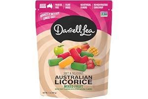 Darrell Lea Soft Australian Licorice, Non-GMO, No Palm Oil, Plant Based, No High Fructose Corn Syrup, Soft & Chewy Licorice Candy, Made in Australia (Mixed Fruit, 7 Ounce (Pack of 1)) *ASIN