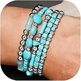 Frodete Turquoise Bracelet Western Jewelry for Women Turquoise Beads Bohemian Jewelry Womens Country Concert Outfits