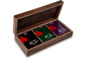 THE GREAT INDIAN BAZAAR Unique Birthday Gift Ideas Handcrafted Classic Wooden Playing Card Holder Deck Box Storage Case Organizer With 3 Sets of Premium Quality 'Ace' Playing Cards Anniversary Housewarming Gifts Men Women