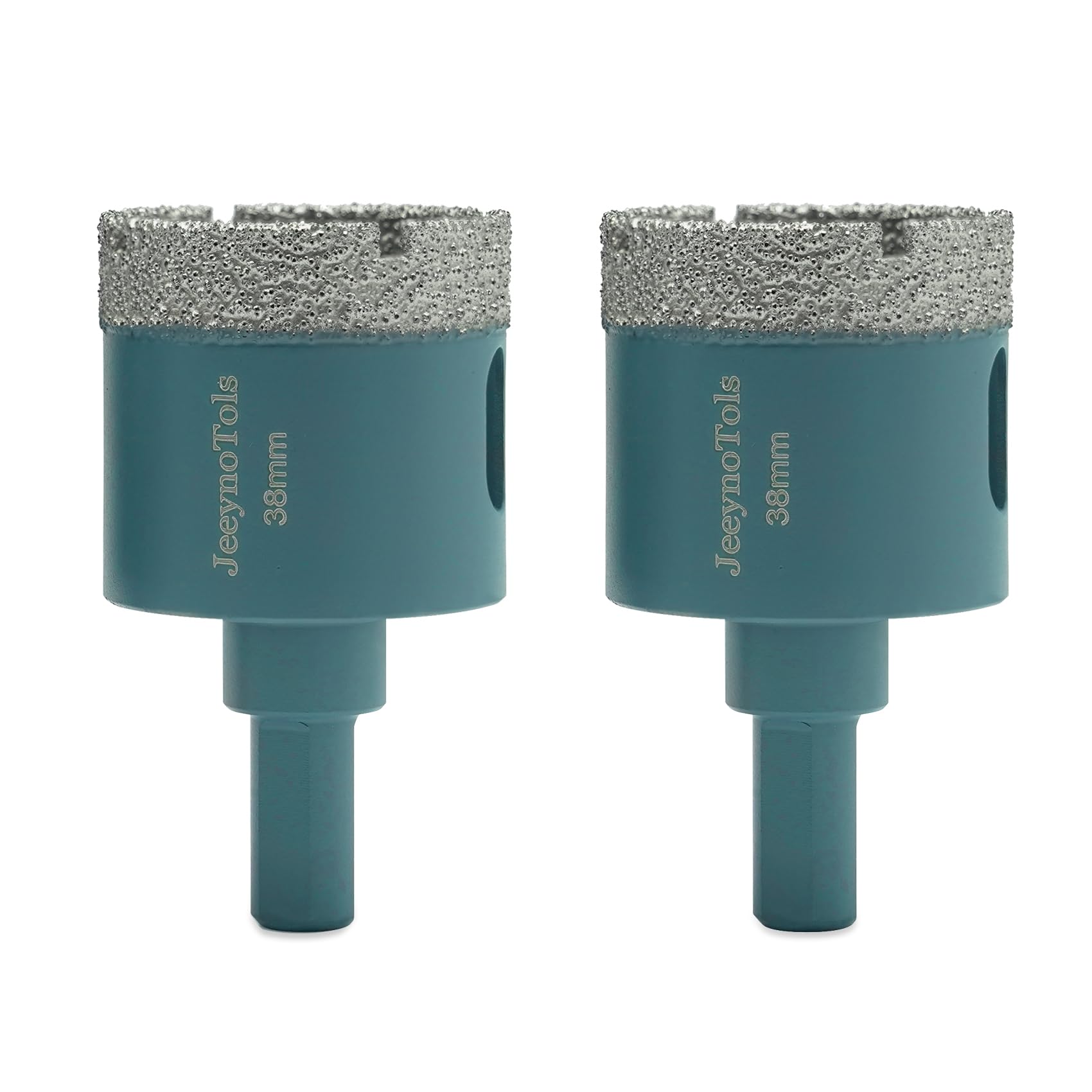 Dry Diamond Core Drill Bit - JeeynoTols 2pcs/Pack 1 1/2"(38mm) Diamond Hole Saw Tile Core Drill Bit with Triangle Shank for Porcelain Granite Marble Ceramic Stone
