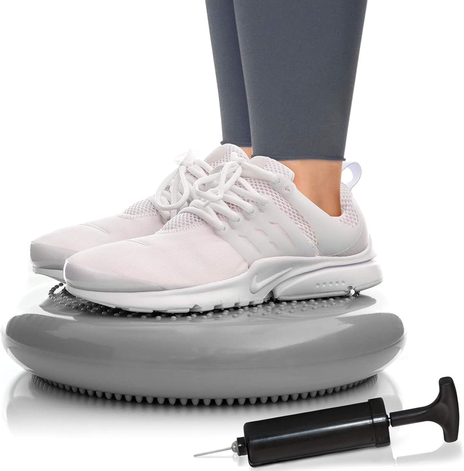 Balance Disc-Stability Wobble Cushion-Lumbar Support For Desk and Office Chair, Lower Back Pain Relief and Support-Kid’s Wiggle Seat For Classrooms-Home Gym Workout Equipment - Pump Included (Silver) : Sports & Outdoors