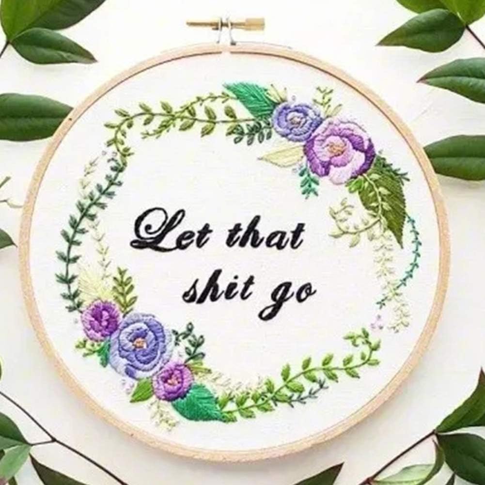 Embroidery Starter Kit with Pattern, DIY Full Range of Embroidery Kit for Beginners, Cross-Stitch Kits Include Bamboo Embroidery Hoops