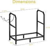 Mutool 25.6" Metal Firewood Rack, Indoor/Outdoor Log Holder, Black view 3