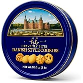 Heavenly Bites Danish Style Butter Cookies in Metal Tin, 32 Oz | Authentic Shortbread Made with Real Butter, No Artificial Colors or Flavors, Reusable Keepsake Gift Tin for the Holidays