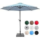 Greesum 9FT Patio Umbrella Outdoor Market Table Umbrella with Push Button Tilt, Crank and 8 Sturdy Ribs for Garden, Lawn,Back
