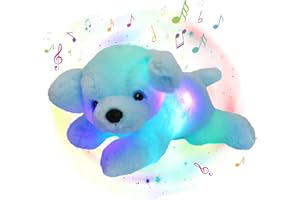 Glow Guards 15'' Blue Musical Dog Plush Soft Stuffed Animal Puppy with LED Night Lights Christmas Children's Day Birthday Gif