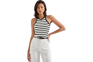 SUUKSESS Women Padded Cotton Ribbed Tank Tops 2025 High Neck Racerback Basic Tops