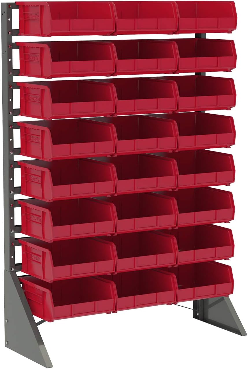 Akro-Mils 30235 AkroBins Plastic Storage Bin Hanging Stacking Containers, (11-Inch x 11-Inch x 5-Inch), Black, (6-Pack) - Open Home Storage Bins - 