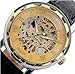 Voberry Classic Men's Leather Dial Skeleton Mechanical Sport Army Wrist Watch