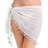 xo, Fetti Bride To Be Sarong | Bachelorette Beach, Pearl Embellished, Bridal Shower, Engagement Gift, White Chiffon Cover Up,