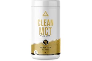 LevelUp Clean MCT Oil Powder: 100% Pure C8 Caprylic Acid Triglycerides w/Prebiotic Fiber | Best Ketogenic Supplement for Everyday Use | The Ultimate Keto Coffee Fat for Ketones (Unflavored)