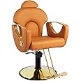 MIMWOW Salon Chair, Reclining Salon Chair for Hair Stylist, Barber Chair with Heavy Duty Hydraulic Pump, Hair Salon Chair Tattoo Chair Braiding Chair Beauty Spa Equipment, 360° Swivel, Brown