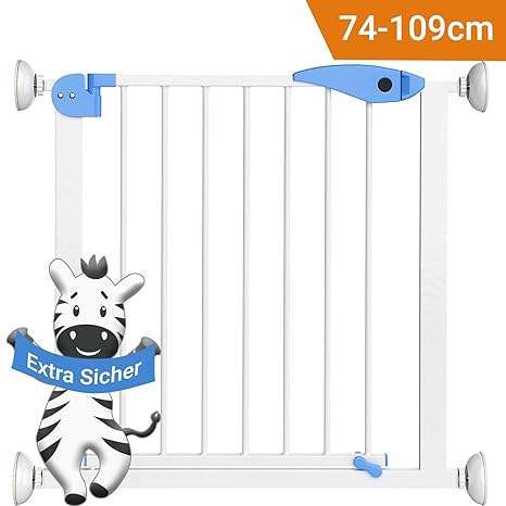 Avantina®'Zebra Uschi' Türgitter und Treppenschutzgitter -Treppenschutzgitter ohne Bohren aus Metall - Verlängerbar - geeigne