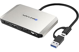 WAVLINK USB 3.0/C to DisplayPort and HDMI Adapter, DisplayLink Dual 5K@60Hz Monitor Hub Docking Station for Dell HP Surface L
