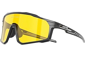 KAPVOE Yellow Polarized Driving & Cycling Glasses for Men Women, UV400 Amber Wraparound Sunglasses with Adjustable Nose Pads