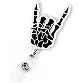 Funny Skeleton Hand Halloween Badge Reel Retractable, Fall Badge Reel for Nurse Nursing RN MA CNA LPN & Medical Worker, Radiology Xray Tech Badge Holder with Alligator Clip & 24” Durable Nylon Cord