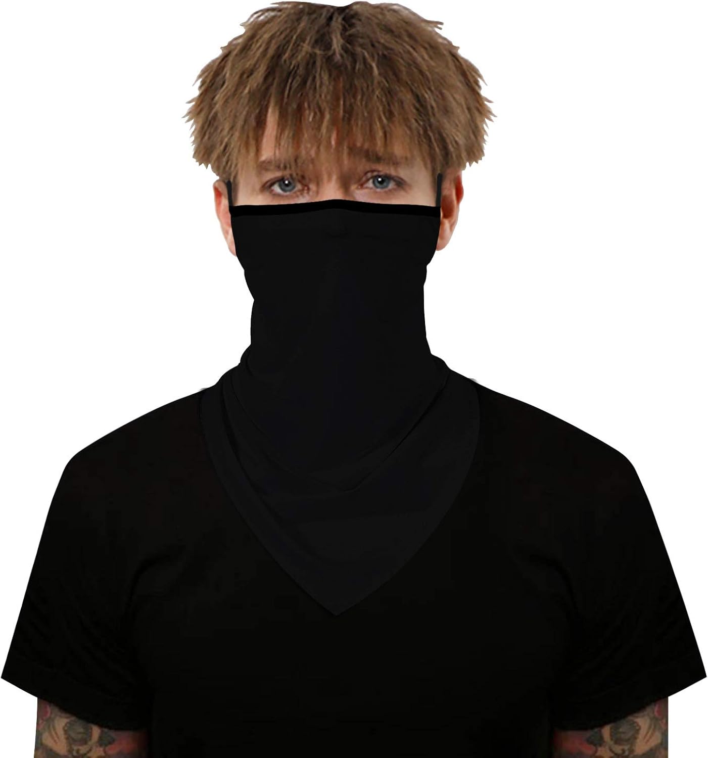 Printed Outdoor Cycling Hanging Bandana, Motorcycle Bandana Ice Silk Neck Cover Hang Ear Triangle Face Bandana Tube Scarf (BXHE01): Clothing