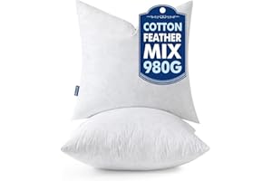 MIULEE Pillow Inserts 22x22 Inch Set of 2, Feather Mix Polycotton with Cotton Fabric Square Decorative Throw Pillows for Couch Bed Sofa