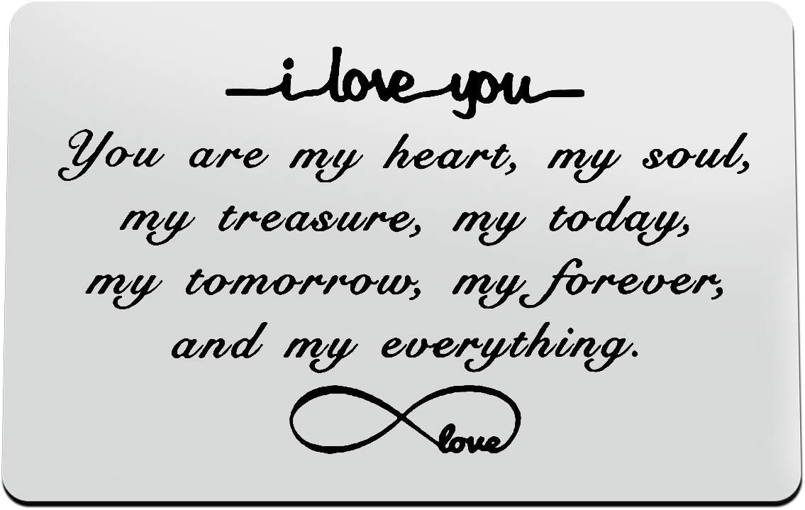Engraved Wallet Insert Card Gifts Anniversary Card Gifts I Love You Forever Couples Gifts Soulmate Gifts for Him Her Birthday Gifts for Boyfriend Husband Valentine's Gifts for Men Christmas Presents