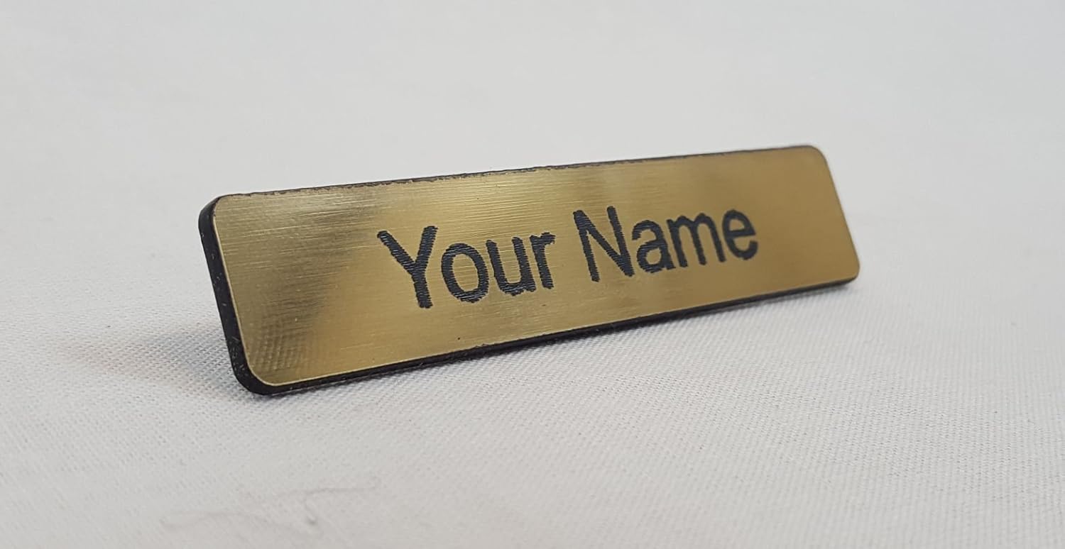 Personalised Acrylic Name Badge with Pin Choice of Colour (Brushed