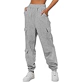 Aleumdr Womens Sweatpants Cargo Joggers Baggy Sweat Fall Pants Athletic Cotton Fleece Lined Casual Pants with Pockets