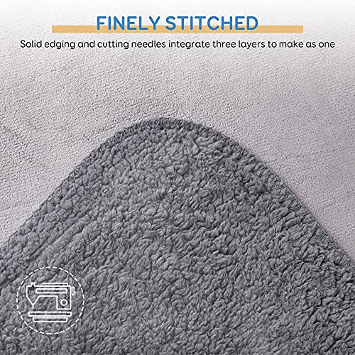 Pawque Pet Blanket 30”x40”, Waterproof Sherpa Fleece Pet Blanket Soft Breathable Throw for Dog Puppy Cat, Fluffy Premium Thermal Blanket Dog Blanket for Couches, Sofa, Bed and Car, Grey