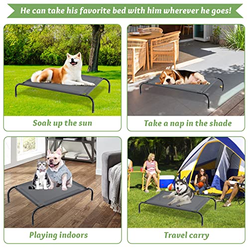 Chew Proof Elevated Dog Bed, Cooling Raised Dog Cot Beds for Large