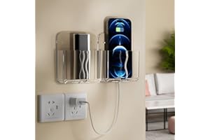 1Pc Transparent, Adhesive Storage Rack, No-drill Wall-mounted Multi-purpose Bedside Shelf, Suitable For Bedrooms, Bathrooms, 