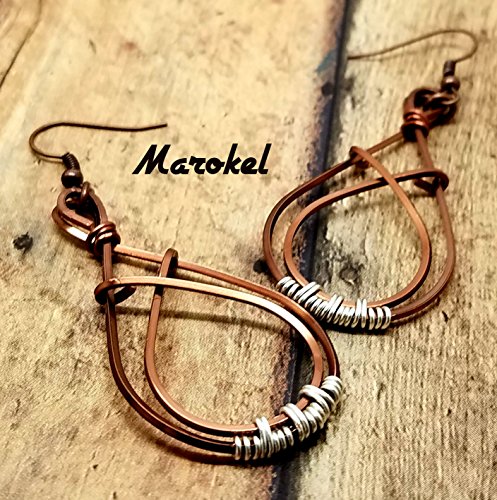 Crossover Copper Earrings Wire Wrapped Square Wire Minimalist