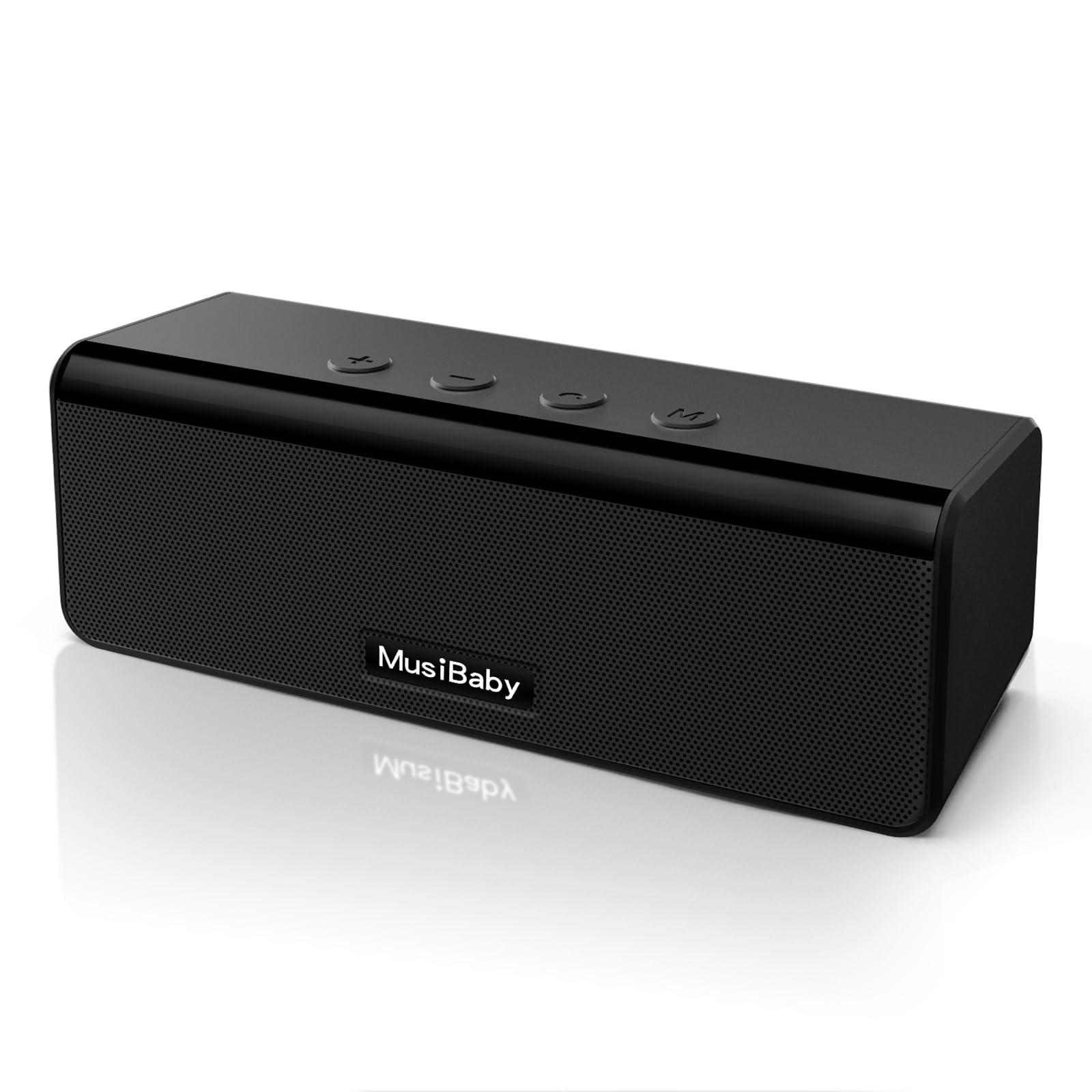 Bluetooth Speaker, MusiBaby M71 Speaker, IPX5 Stereo Sound Waterproof Portable Speakers, Dual Pairing, 24HRs Playtime for Indoor/Outdoor - Black