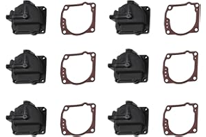 ELSOON 343870 433000 766418 0433000 6Pcs Carburetor Float Chamber Carb Bowl with 335070 Gasket Compatible with Johnson Evinrude 90-100-105-115-135-150-175HP