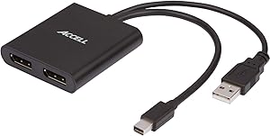 Accell mDP-2DP Multi Monitor Splitter - Mini DisplayPort 1.2 Multi-Stream Transport (MST) Hub - 1x Mini DisplayPort Connector, 2X DisplayPort outputs