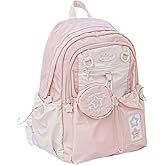 HOKMAH Cute Backpack Coquette Daypacks, Kawaii Shoulder Bag Large Daypack Trendy Cutecore Harajuku Backpack Bookbag Purse (Pink)